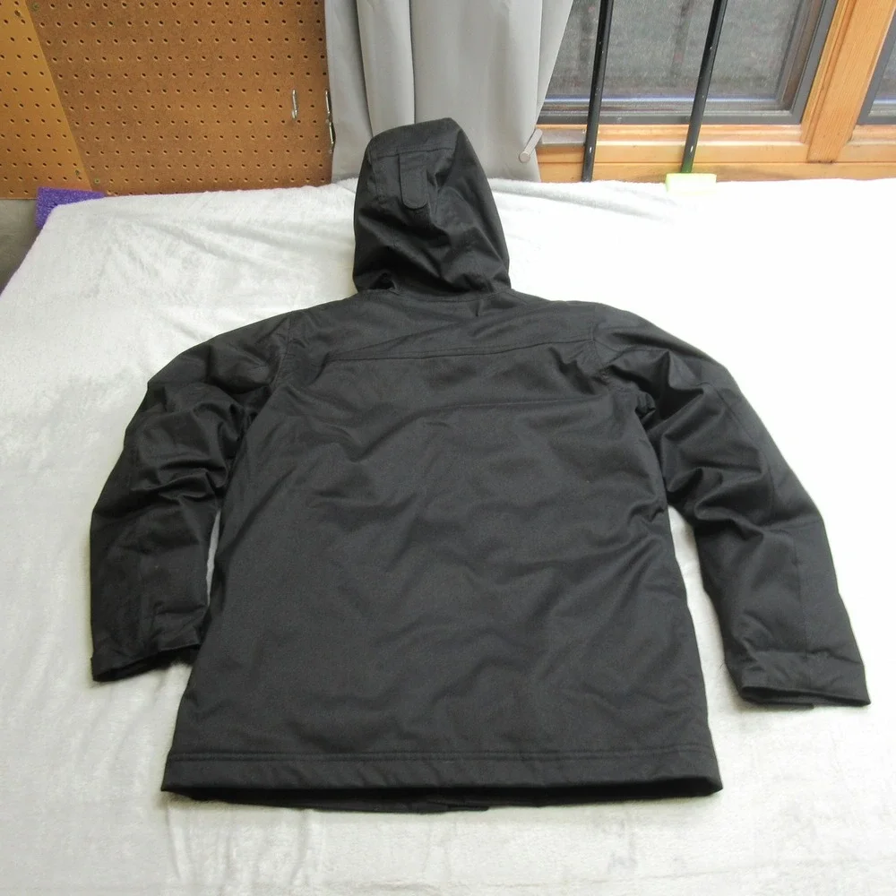 Eddie‎ Bauer Down Jacket Kids Large 12 Black Weather Edge Hooded Insulated Parka